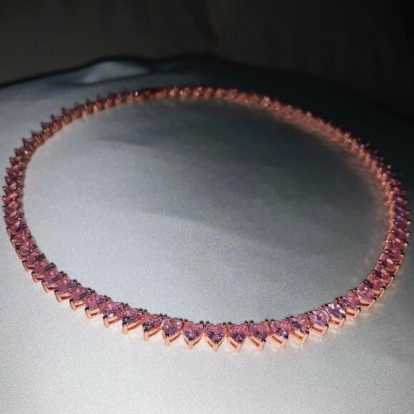 Pink Tennis Heart Necklace 16 Inch main image 4
